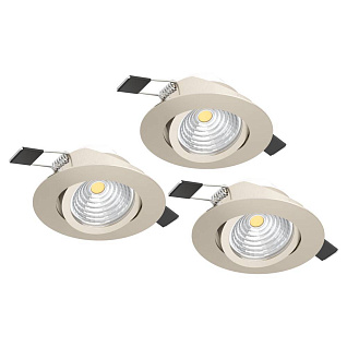 900746 Комплект встраиваемых диммируемых светильников SALICETO, 3X6W (LED), 2700K, 1350lm, ?88, алюминий, матовый никель