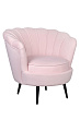 Низкое кресло ракушка Pearl розовый V2 на черных ножках №1