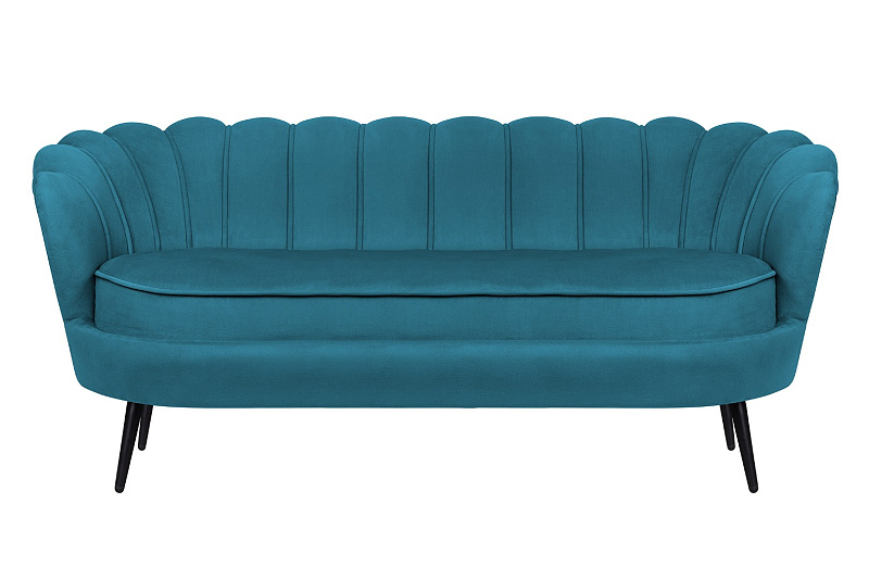 Диван для гостиниц Pearl Triple Marine Velvet на черных ножках