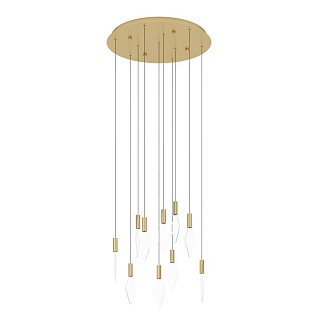 390359 Люстра диммируемая MIRADOR, 10X3W (LED), 3000K, 3400lm, ?580, сталь, латунь, золотой/пластик, прозрачный