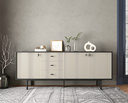 Комод с тремя дверками и тремя ящиками "Emerson" арт EM07/milky/L