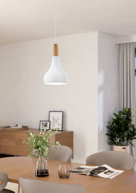 901177 Подвес SABINAR, 1х40W(E27), ?180, сталь, белый/дерево, коричневый в Москве 901177 Подвес SABINAR, 1х40W(E27), ?180, сталь, белый/дерево, коричневый