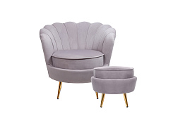 Кресло с пуфом ракушка Pearl Grey в Москве