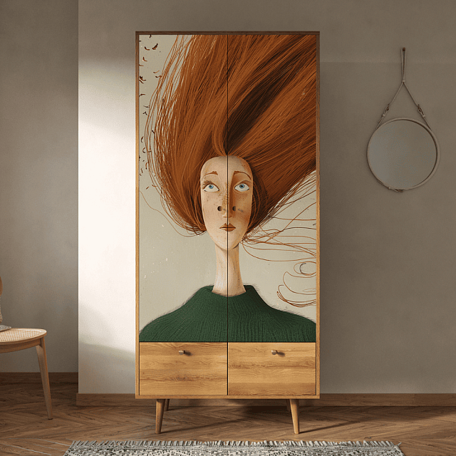 Шкаф двухстворчатый "Berber Art Рыжая девушка" арт BB16/Art1