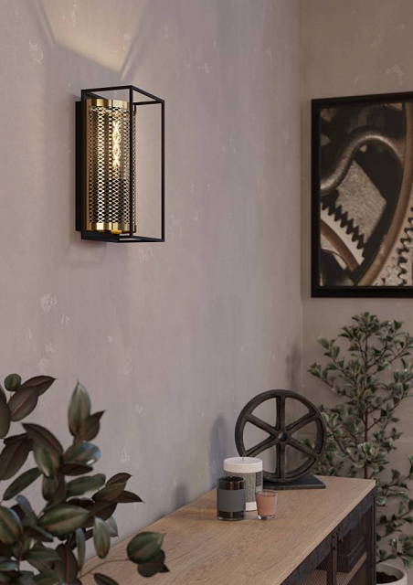 43789 Бра (настенный светильник) NOHALES, 1X40W (E27), H320, сталь, черный, латунь