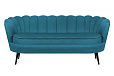Диван для гостиниц Pearl Triple Marine Velvet на черных ножках