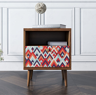 Тумбочка "Berber" с одним ящиком 2 принт арт BB06/Print_02, разноцветная