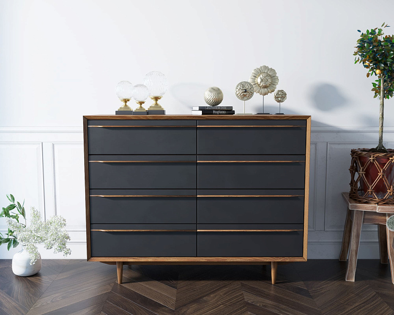 Комод "Bruni Black" на восемь ящиков арт BR06Black в Москве Комод "Bruni Black" на восемь ящиков арт BR06Black