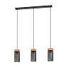 43834 Подвесной потолочный светильник (люстра) KILNSDALE, 3Х40W, E27, L810, B110, H1100, сталь, дерево, черный, коричневый
