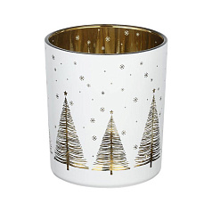 422529 Подсвечник рождественский LUKUT, стекло/белый/золото, 88?100х88 мм