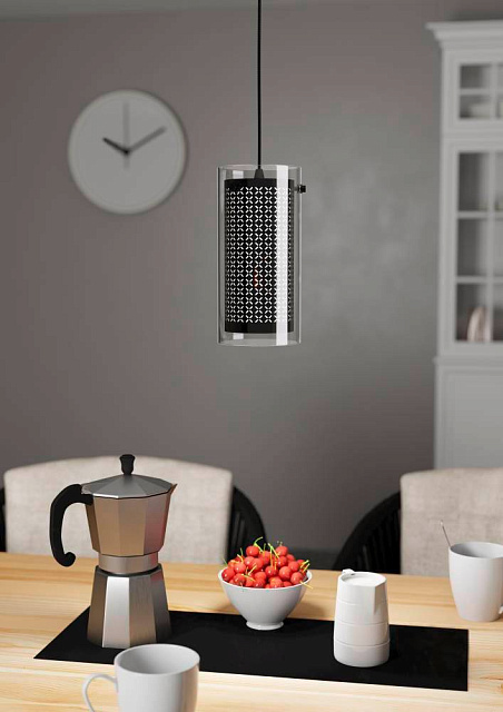 Подвес PINTO TEXTIL 1, 1x10W(E27-LED), сталь, черный/стекло, текстиль, прозрачный, черный в Москве Подвес PINTO TEXTIL 1, 1x10W(E27-LED), сталь, черный/стекло, текстиль, прозрачный, черный