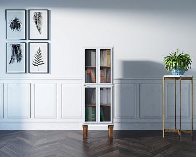 Шкаф-витрина "Andersen" с рифлеными стеклами арт AN14WH