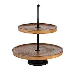 427141 Блюдо-этажерка декоративное MAKILALA, H295, ?250, дерево, сталь, натуральный