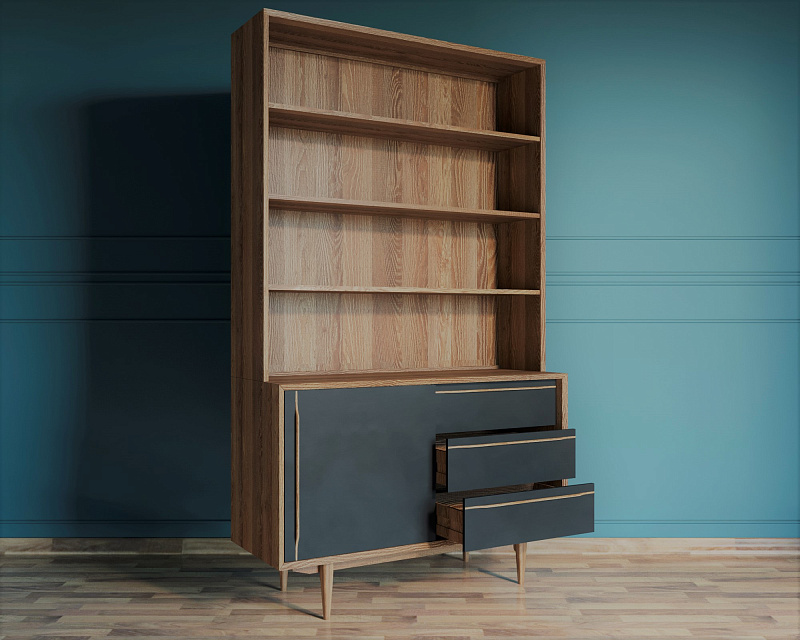 Стеллаж "Bruni" с дверками 1 арт BR-01Black в Москве Стеллаж "Bruni" с дверками 1 арт BR-01Black