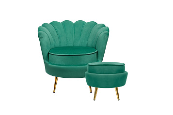 Кресло с пуфом ракушка Pearl Green V2 в Москве