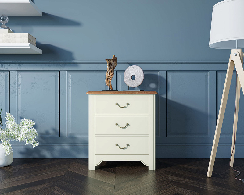 Бежевая прикроватная тумба "Olivia" на 3 ящика арт GA3002C в Москве Бежевая прикроватная тумба "Olivia" на 3 ящика арт GA3002C