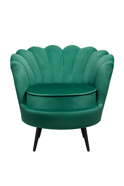 Низкое кресло ракушка Pearl Green V2 на черных ножках