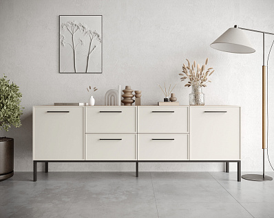 Комод две дверки и четыре ящика "Nicole" цвет Белый, арт NEM19