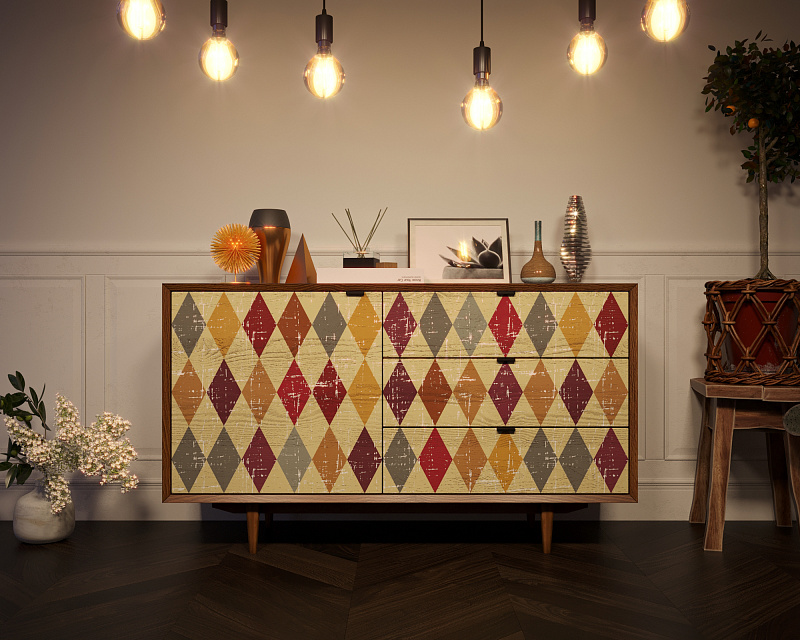 Комод "Bruni print" с ящиками и дверкой арт BR-02P в Москве Комод "Bruni print" с ящиками и дверкой арт BR-02P