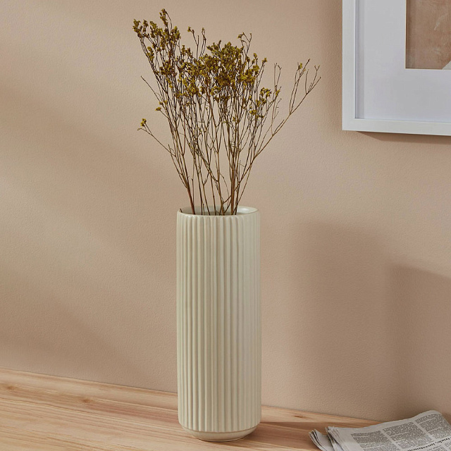 421006 Ваза декоративная MITANE, H345, ?130, керамика, серый в Москве 421006 Ваза декоративная MITANE, H345, ?130, керамика, серый