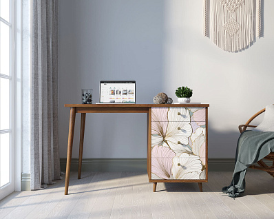 Стол рабочий "Berber" принт 31 с одной тумбой арт BB31/Print_31