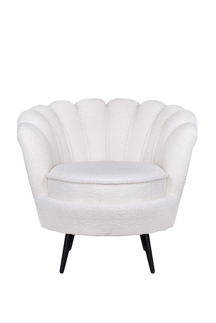 Низкое кресло ракушка Pearl цвет белый на черных ножках