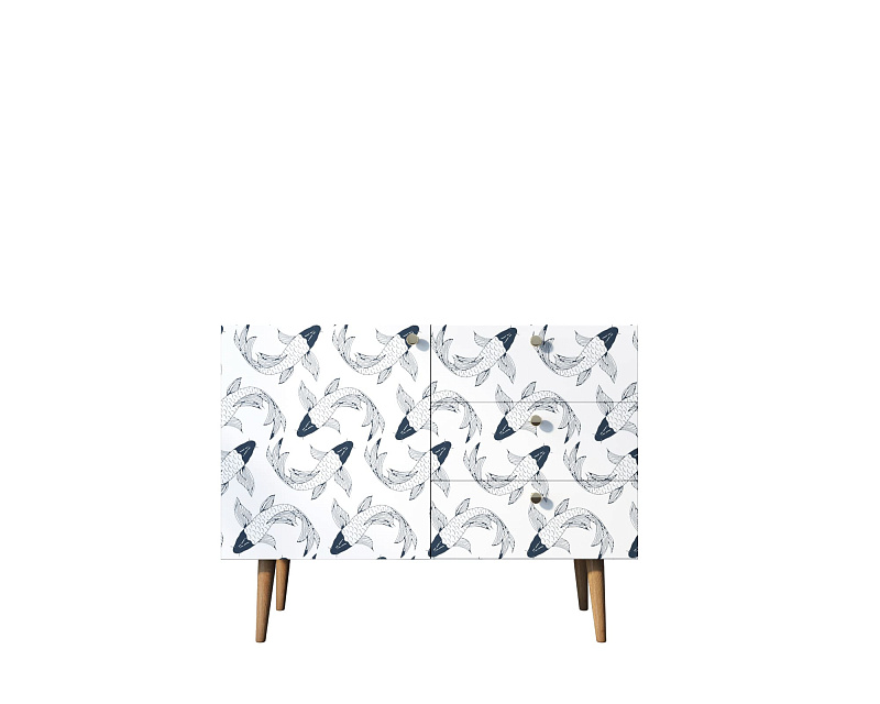 Комод "Berber" три ящика и дверка 36 принт арт BB34/Print_36