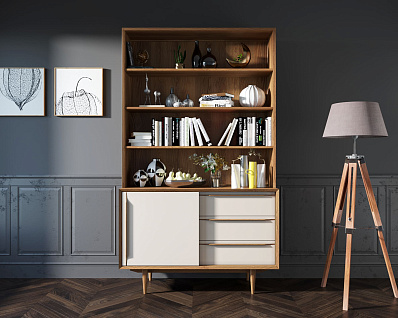 Стеллаж "Bruni White" с дверками арт BR-01WH