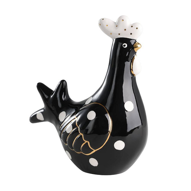 427921 Фигурка Курица LANDJUT L110, B58, H120 керамика, черный, белый, золотой в Москве 427921 Фигурка Курица LANDJUT L110, B58, H120 керамика, черный, белый, золотой