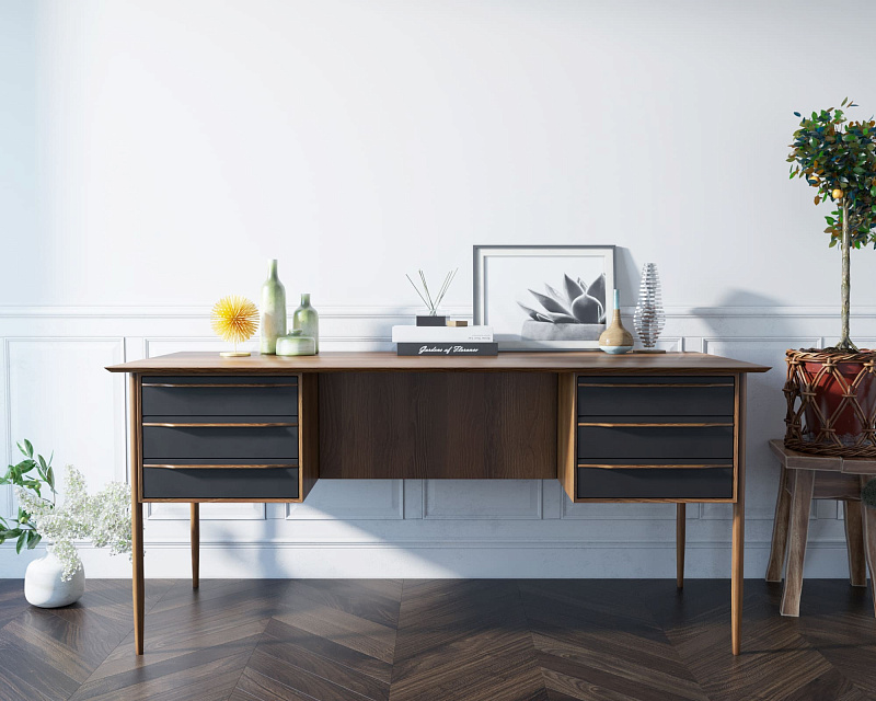 Рабочий письменный стол"Bruni Black" с ящиками арт BR47Black