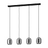 901193 Подвес CIAMPINO, 4X28W(E27), H1100, сталь, черный/стекло с напылением, серый