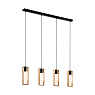 49475 Подвес LITTLETON, 4x60W (E27), L1160, B55, H1100, сталь, черный/дерево, коричневый