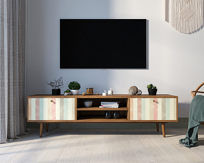Комод "Berber" с нишей низкий под TV принт 45 арт BB49/Print_45
