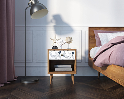 Тумбочка "Berber" с открытой полкой 36 принт арт BB33/Print_36, разноцветная