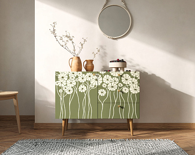 Комод "Berber" три ящика и дверка арт BB34/Print_53