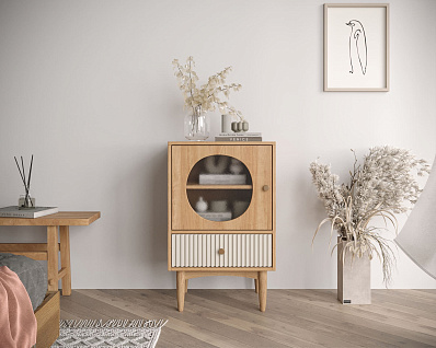 Высокая тумба "Bubble" с одним ящиком арт BBL12, цвет - орех