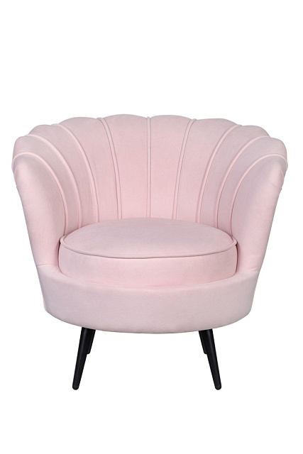 Низкое кресло ракушка Pearl розовый V2 на черных ножках