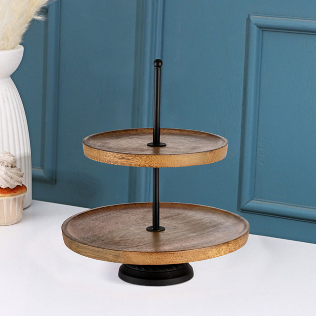 427141 Блюдо-этажерка декоративное MAKILALA, H295, ?250, дерево, сталь, натуральный в Москве 427141 Блюдо-этажерка декоративное MAKILALA, H295, ?250, дерево, сталь, натуральный