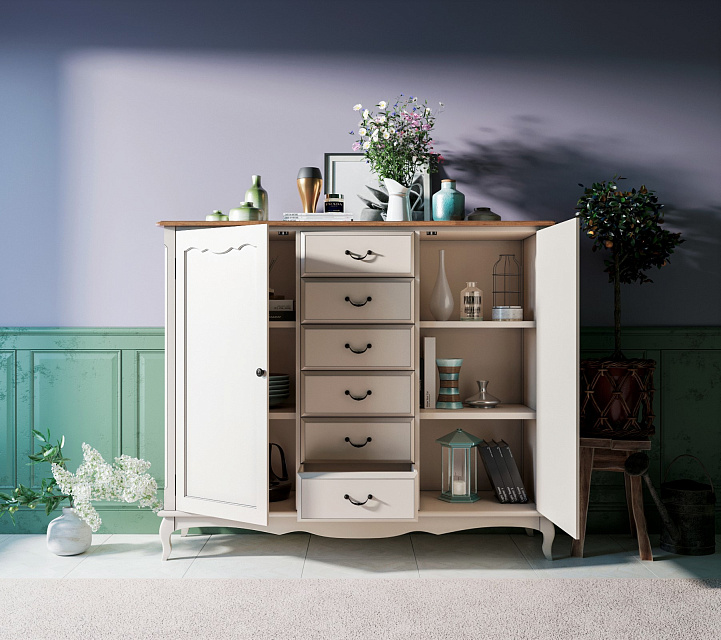 Комод «Leontina» с шестью ящиками и дверками арт ST9350 в Москве Комод «Leontina» с шестью ящиками и дверками арт ST9350