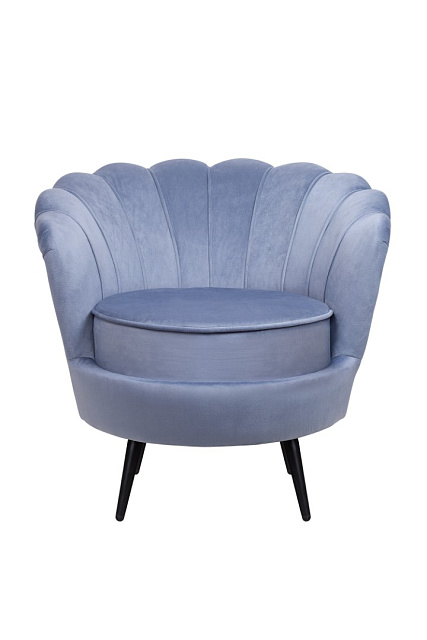 Низкое кресло ракушка Pearl Sky на черных ножках