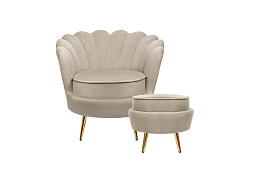 Кресло с пуфом ракушка Pearl Taupe в Москве
