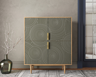 Большой комод с четырьмя дверками "Line" R19/browngrey