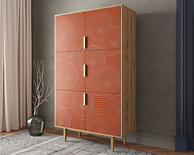 Большой комод с шестью дверками "Line" R20/red