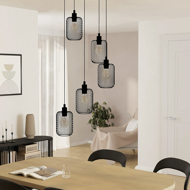 43334 Подвес WRINGTON, 5X60W(E27), ?540, H1500, сталь, черный в Москве 43334 Подвес WRINGTON, 5X60W(E27), ?540, H1500, сталь, черный