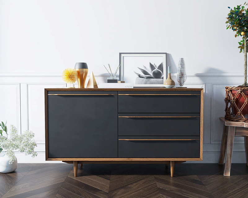Комод "Brun Blacki" с ящиками и дверкой арт BR-02Black