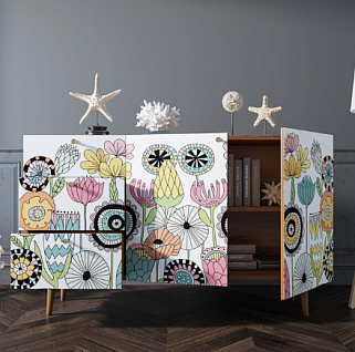 Комод "Berber" с двумя дверками и ящиками принт 3 арт BB17/Print_03