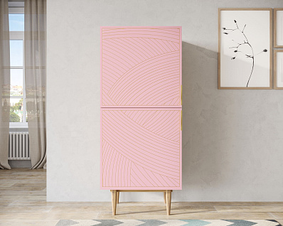 Вертикальный комод с двумя дверками "Line" LN05/GR1/pink