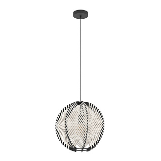 44005 Подвесной светильник WAVERTON, 1х40W (E27), H1100, ?400, сталь черный / текстиль, дерево, белый, черный