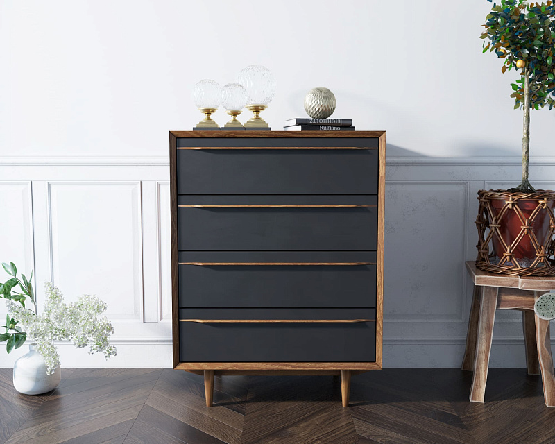 Комод "Bruni Black" на четыре ящика арт BR08Black в Москве Комод "Bruni Black" на четыре ящика арт BR08Black
