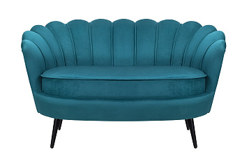 Диван ракушка Pearl Double Marine Velvet на черных ножках